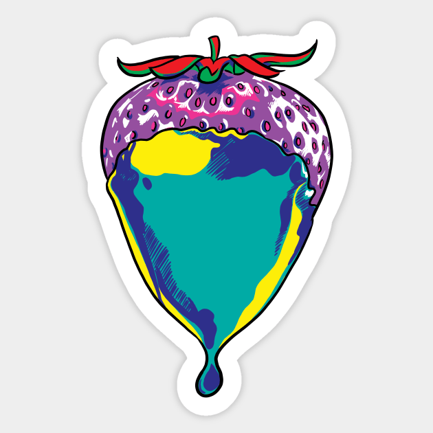 Rainbow Psychedelic Strawberry in Chocolate Sticker by polliadesign